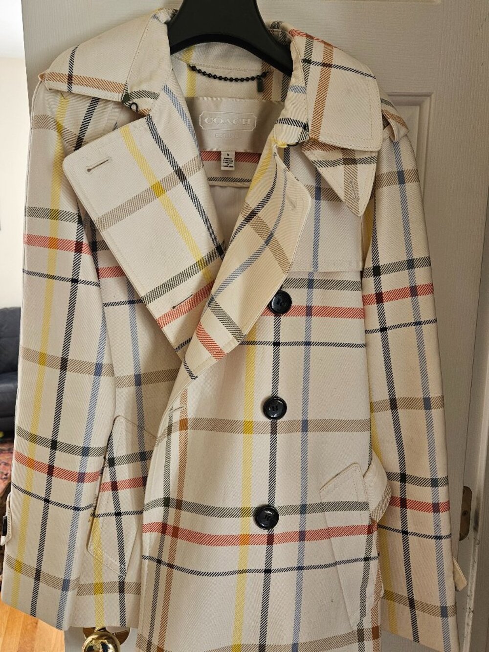 Coach Plaid Trench Coat